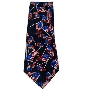 Carlos Devenezia 100% Silk Handmade Black with American Flag Tie